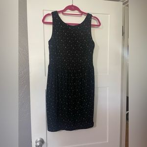 LOFT black with scattered white dots dress, size medium